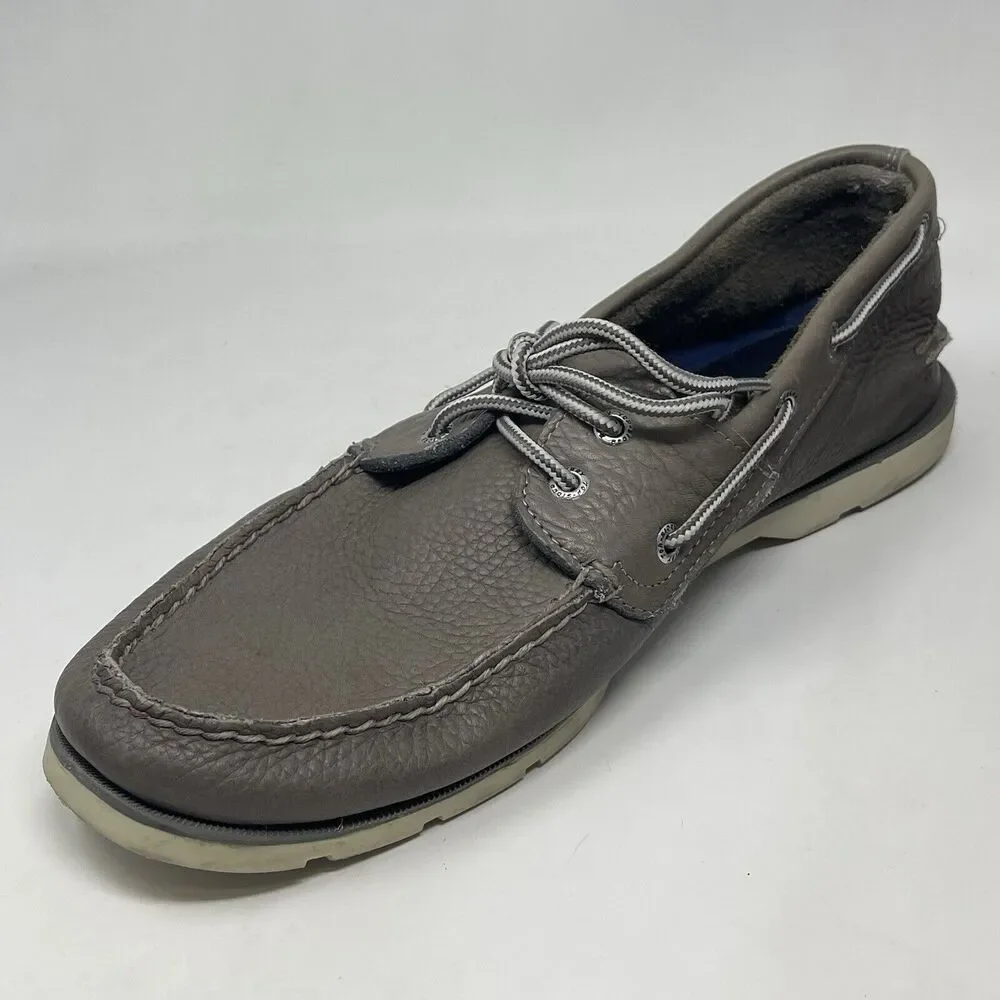 Sperry Top Sider Leeward Boat Shoes Mens 12 M Gray Leather 2 Eye Moccasins